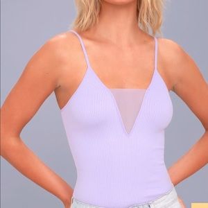 We the Free mesh plunging ribbed tank